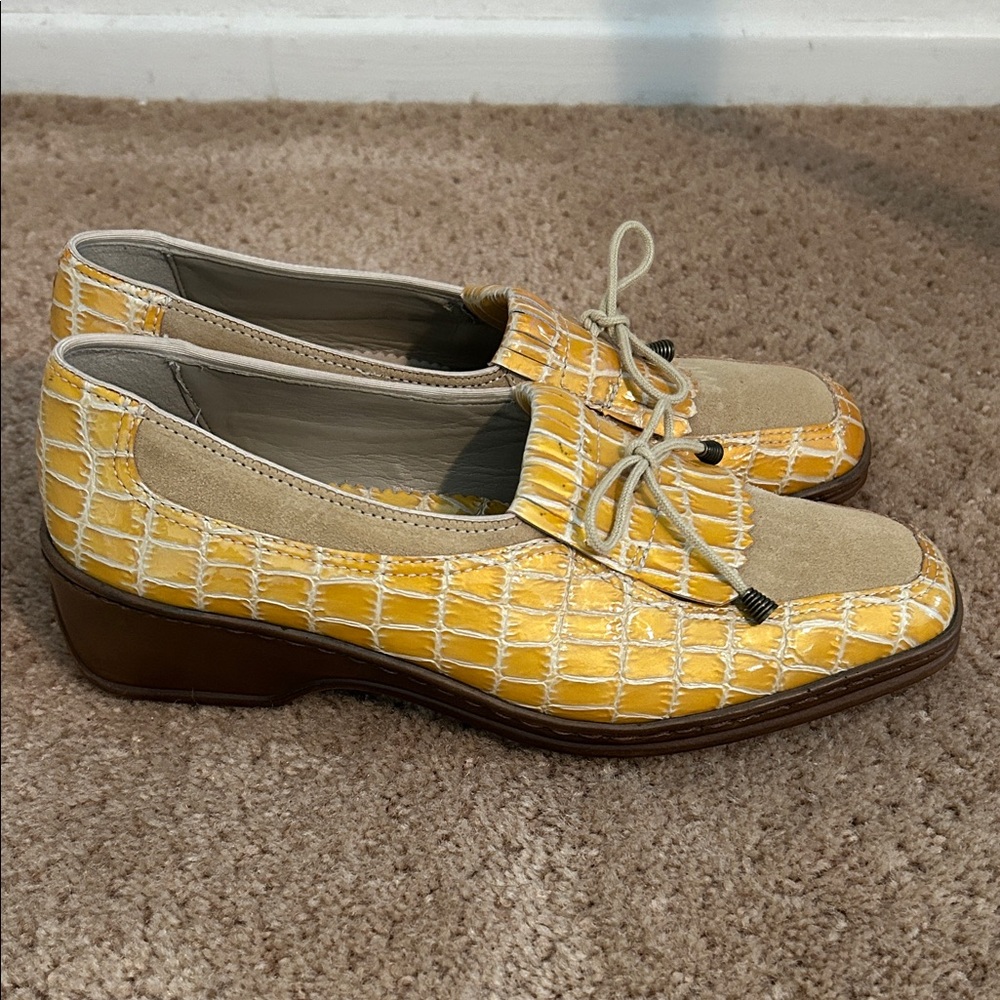 Ara Yellow and Beige Women's Loafers - Picture 6 of 10